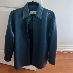 Faux leather long jacket